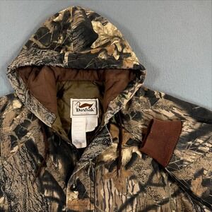 Vintage Duxbak Camo Hooded Hunting Jacket Made in USA Mens Large 35K201MB